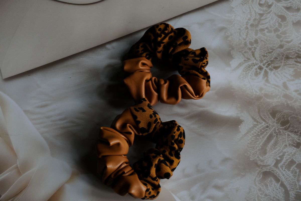leather & cheetah print classy scrunchie