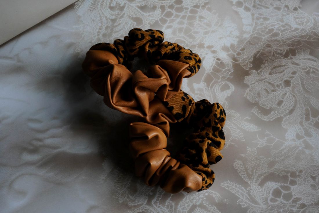 leather & cheetah print classy scrunchie