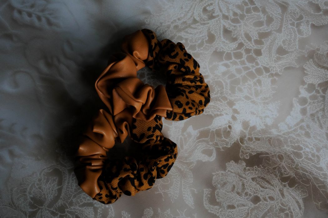 leather & cheetah print classy scrunchie